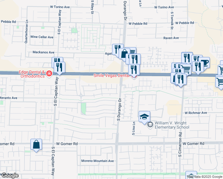 map of restaurants, bars, coffee shops, grocery stores, and more near 8675 Tomnitz Avenue in Las Vegas