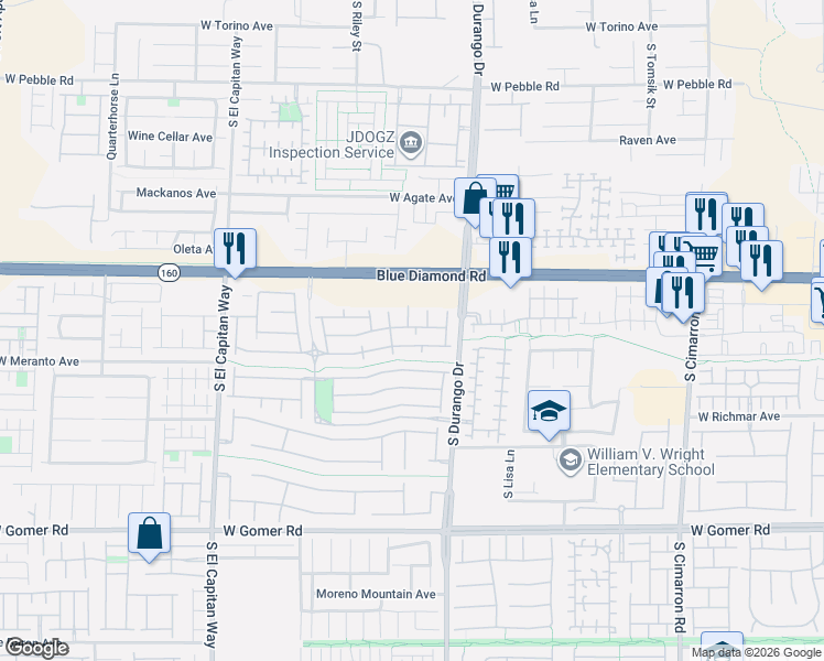 map of restaurants, bars, coffee shops, grocery stores, and more near 8675 Tomnitz Avenue in Las Vegas