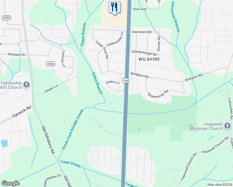 map of restaurants, bars, coffee shops, grocery stores, and more near 3771 Holmes Creek Place in Winston-Salem