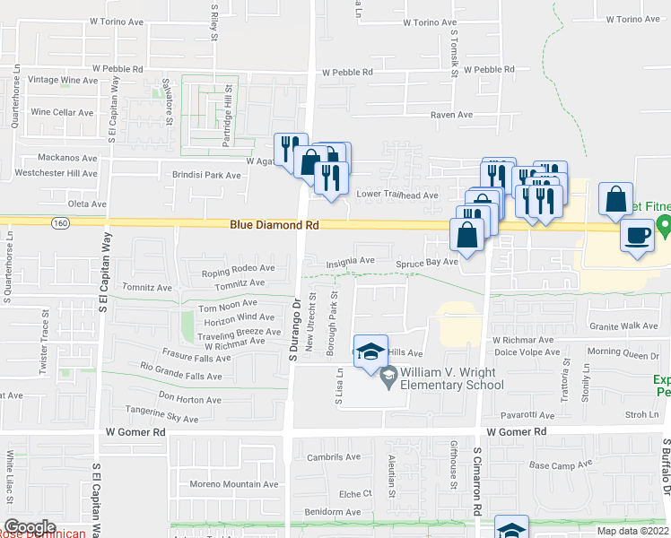 map of restaurants, bars, coffee shops, grocery stores, and more near 8521 Insignia Avenue in Las Vegas