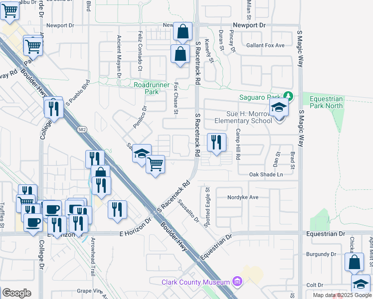 map of restaurants, bars, coffee shops, grocery stores, and more near 698 South Racetrack Road in Henderson