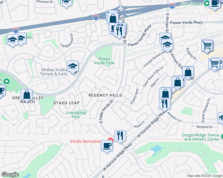 map of restaurants, bars, coffee shops, grocery stores, and more near 1884 Eagle Flight Lane in Henderson