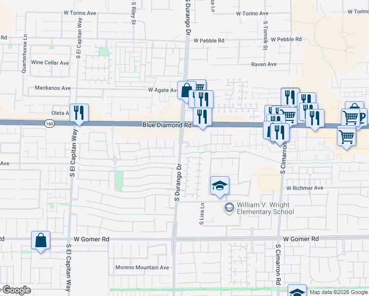 map of restaurants, bars, coffee shops, grocery stores, and more near 8605 Tomnitz Avenue in Las Vegas