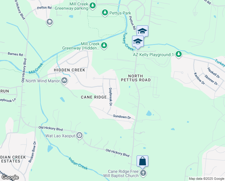 map of restaurants, bars, coffee shops, grocery stores, and more near 851 Daybreak Drive in Nashville