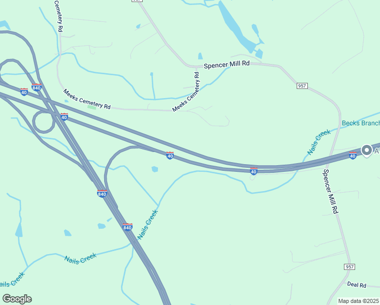 map of restaurants, bars, coffee shops, grocery stores, and more near Interstate 40 in Burns