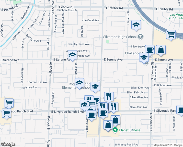 map of restaurants, bars, coffee shops, grocery stores, and more near 9419 Graceful Gold Street in Las Vegas