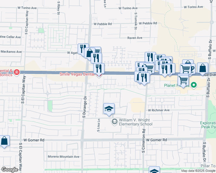 map of restaurants, bars, coffee shops, grocery stores, and more near 8457 Insignia Avenue in Las Vegas