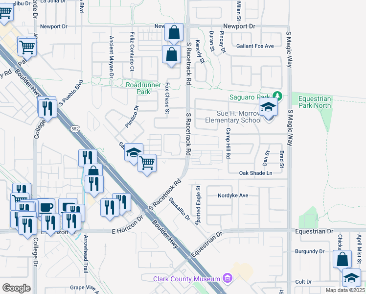 map of restaurants, bars, coffee shops, grocery stores, and more near 698 South Racetrack Road in Henderson