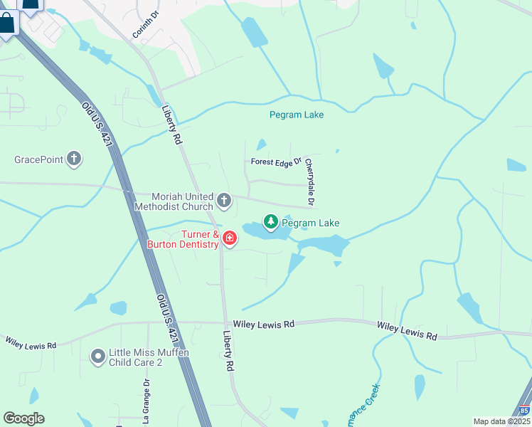 map of restaurants, bars, coffee shops, grocery stores, and more near 1132 Edgemont Road in Greensboro