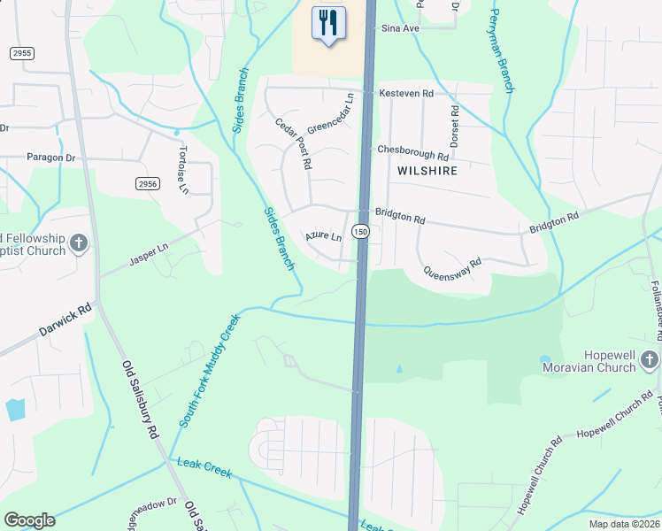 map of restaurants, bars, coffee shops, grocery stores, and more near 1620 Cherry Blossom Lane in Winston-Salem