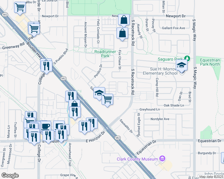 map of restaurants, bars, coffee shops, grocery stores, and more near 693 Harbor Mist Avenue in Henderson