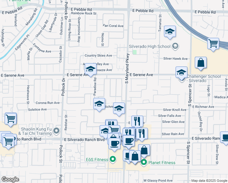 map of restaurants, bars, coffee shops, grocery stores, and more near 9419 Graceful Gold Street in Las Vegas