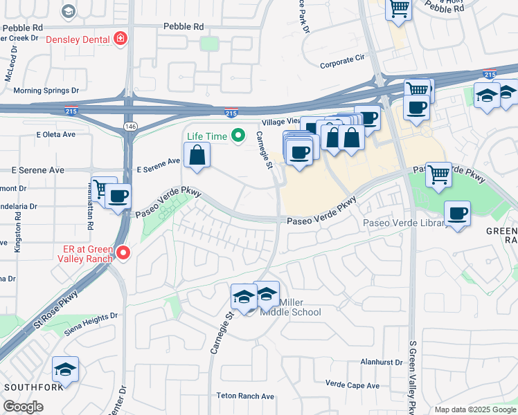 map of restaurants, bars, coffee shops, grocery stores, and more near 2460 Paseo Verde Parkway in Henderson