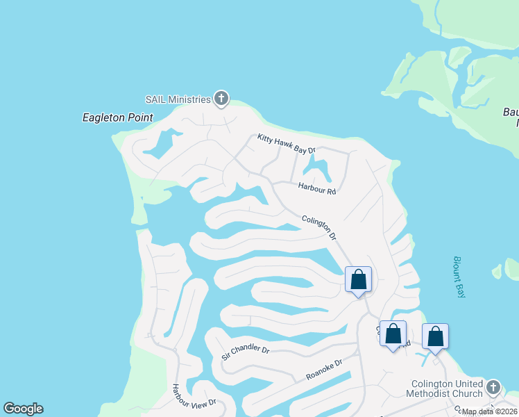map of restaurants, bars, coffee shops, grocery stores, and more near 115 Sunset Drive in Kill Devil Hills