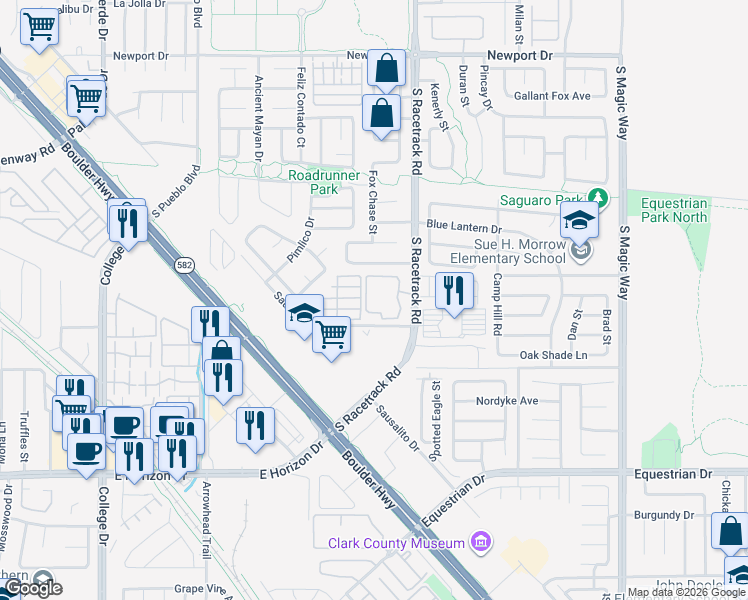 map of restaurants, bars, coffee shops, grocery stores, and more near 698 Barbary Coast Avenue in Henderson