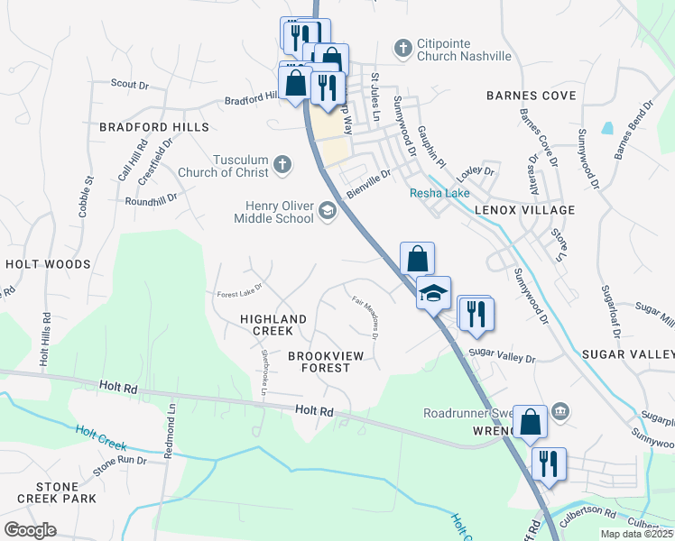 map of restaurants, bars, coffee shops, grocery stores, and more near 3731 Shane Point Place in Nashville