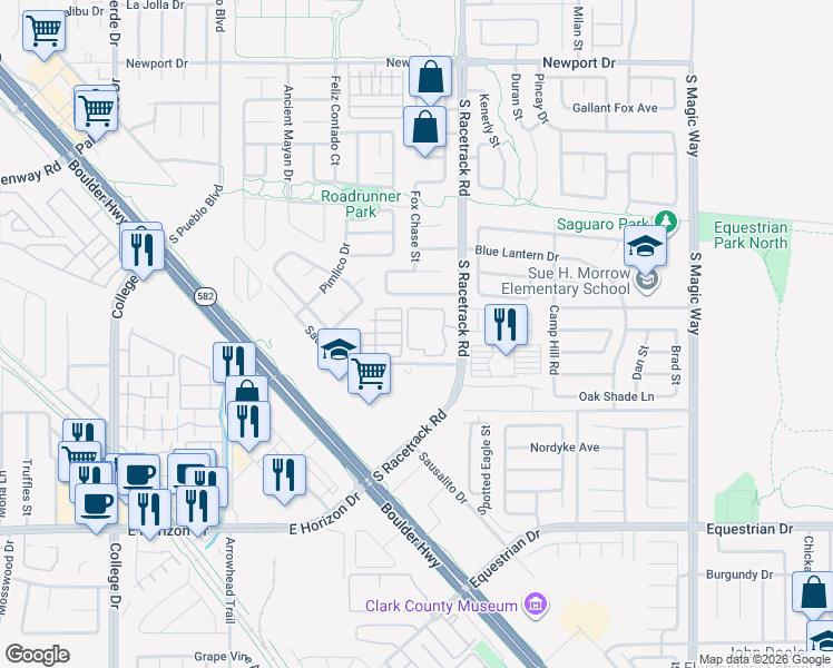 map of restaurants, bars, coffee shops, grocery stores, and more near 698 South Racetrack Road in Henderson