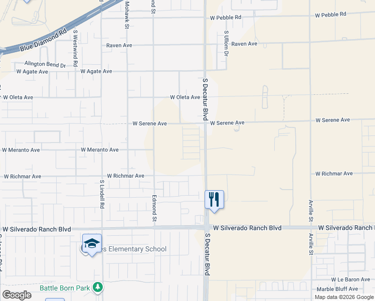 map of restaurants, bars, coffee shops, grocery stores, and more near 9358 Emerald Mesa Street in Enterprise