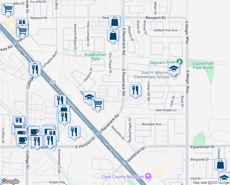 map of restaurants, bars, coffee shops, grocery stores, and more near 698 South Racetrack Road in Henderson