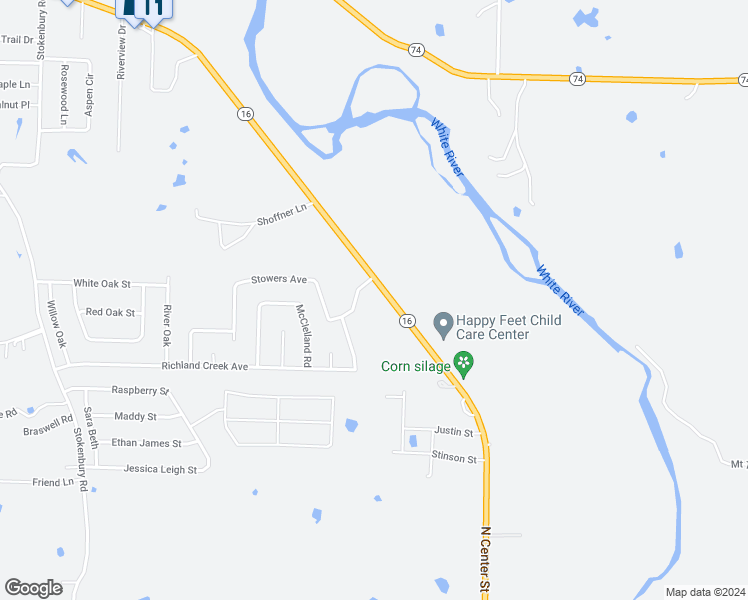 map of restaurants, bars, coffee shops, grocery stores, and more near 445 Oakwoods Drive in Elkins