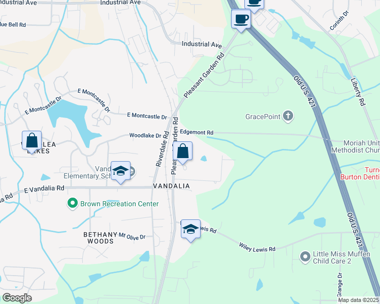 map of restaurants, bars, coffee shops, grocery stores, and more near 804 Dutch Court in Greensboro
