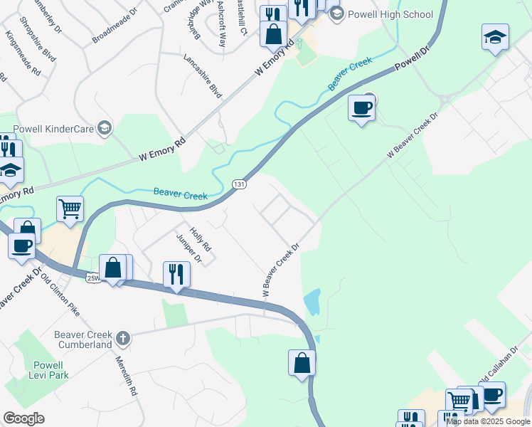 map of restaurants, bars, coffee shops, grocery stores, and more near 2762 Elston Brae Drive in Powell
