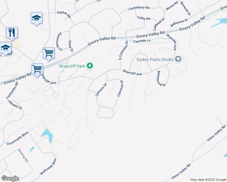 map of restaurants, bars, coffee shops, grocery stores, and more near 107 Carson Lane in Oak Ridge