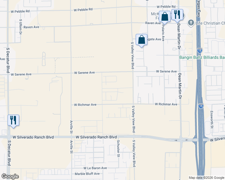 map of restaurants, bars, coffee shops, grocery stores, and more near 4320 West Serene Avenue in Las Vegas