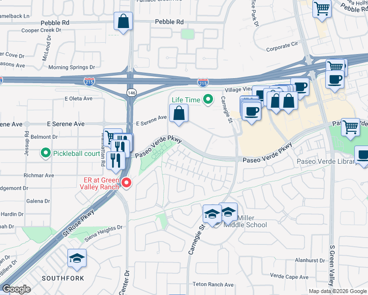 map of restaurants, bars, coffee shops, grocery stores, and more near 205 Heiple Court in Henderson