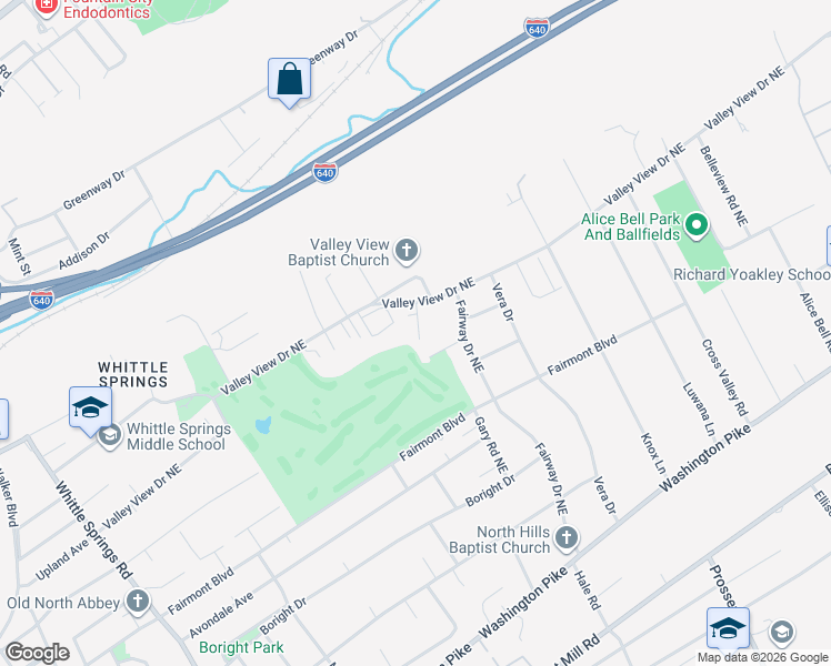 map of restaurants, bars, coffee shops, grocery stores, and more near 3719 Willow Falls Way in Knoxville