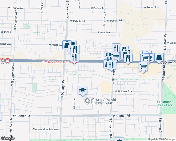 map of restaurants, bars, coffee shops, grocery stores, and more near 8049 Insignia Avenue in Las Vegas