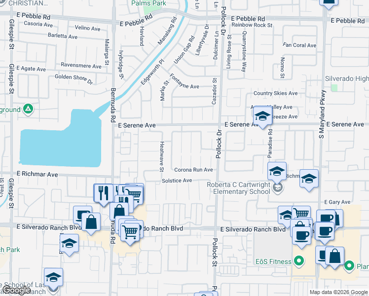 map of restaurants, bars, coffee shops, grocery stores, and more near 9351 Morehouse Place in Las Vegas