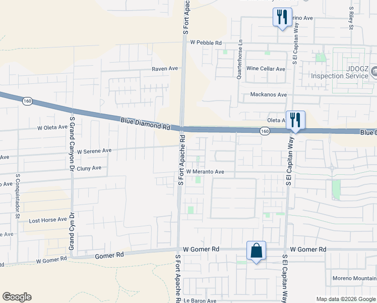 map of restaurants, bars, coffee shops, grocery stores, and more near 9200-9244,9201-9243 South Fort Apache Road in Las Vegas