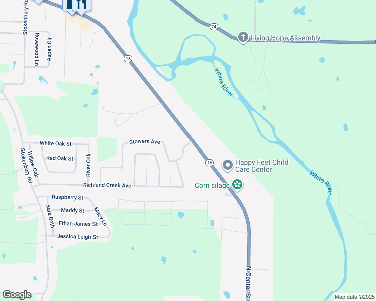 map of restaurants, bars, coffee shops, grocery stores, and more near 445 Oakwoods Drive in Elkins