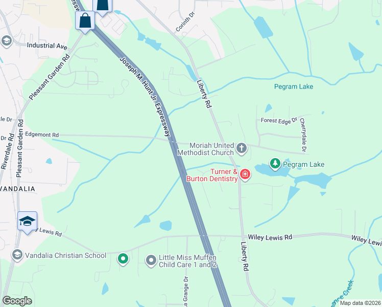 map of restaurants, bars, coffee shops, grocery stores, and more near 1022 Edgemont Road in Greensboro