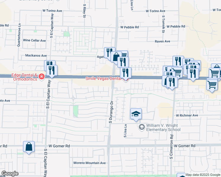 map of restaurants, bars, coffee shops, grocery stores, and more near 9322 Straw Hays Street in Las Vegas