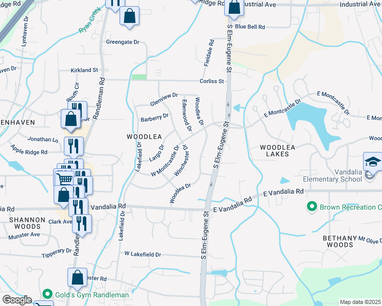 map of restaurants, bars, coffee shops, grocery stores, and more near 3300 Winchester Drive in Greensboro