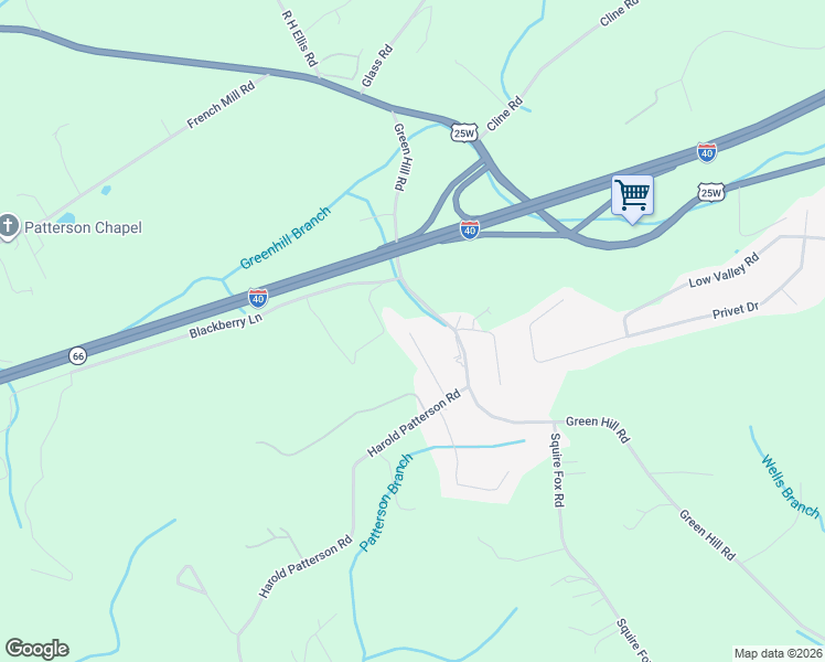 map of restaurants, bars, coffee shops, grocery stores, and more near 334 Antler Ridge in Dandridge