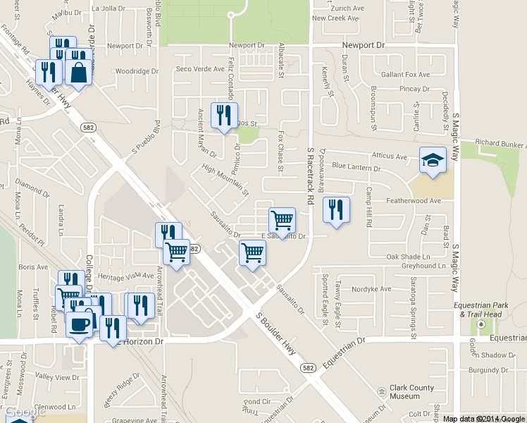 map of restaurants, bars, coffee shops, grocery stores, and more near 695 Telegraph Hill Avenue in Henderson