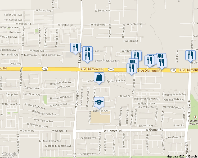 map of restaurants, bars, coffee shops, grocery stores, and more near 8485 Classique Avenue in Las Vegas