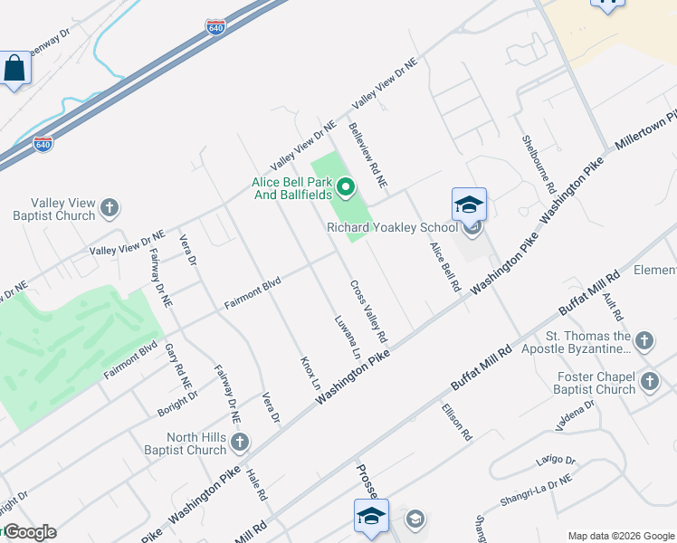 map of restaurants, bars, coffee shops, grocery stores, and more near 3113 Cross Valley Road in Knoxville