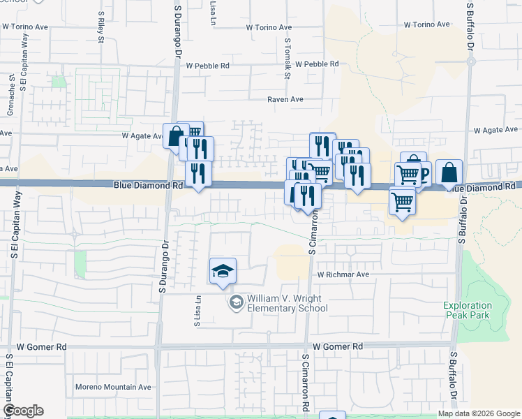 map of restaurants, bars, coffee shops, grocery stores, and more near 9281 Night Mesa Street in Las Vegas