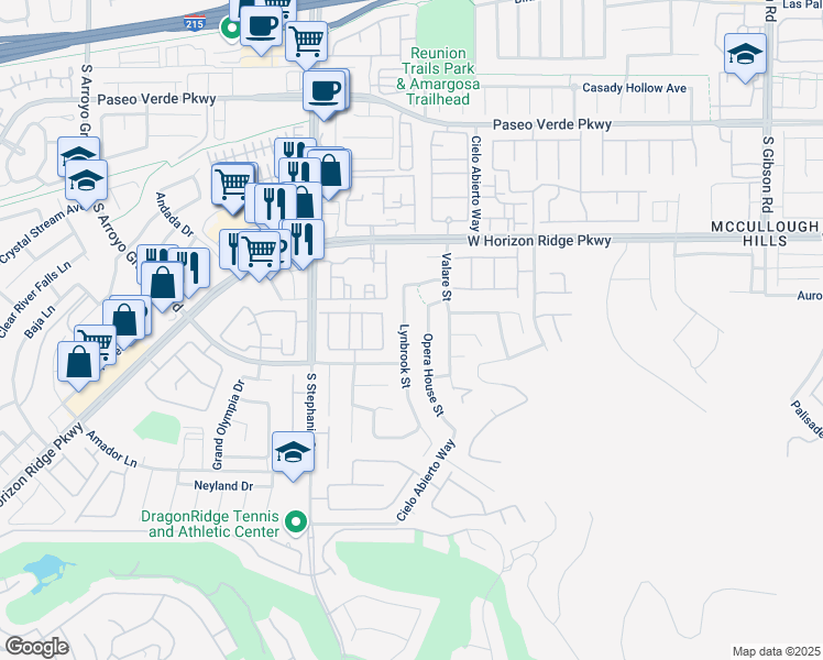 map of restaurants, bars, coffee shops, grocery stores, and more near 208 Lynbrook Street in Henderson