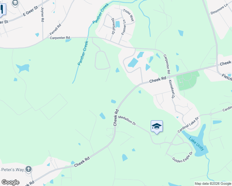 map of restaurants, bars, coffee shops, grocery stores, and more near 3515 Cheek Road in Durham