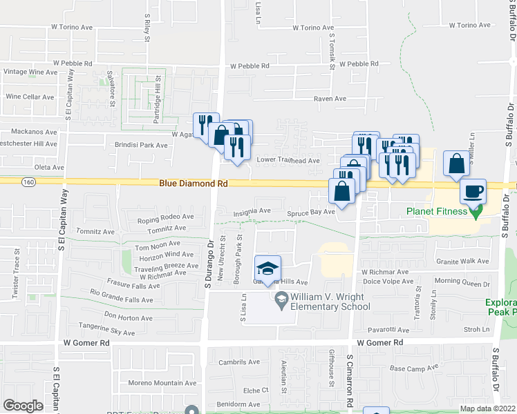 map of restaurants, bars, coffee shops, grocery stores, and more near 8486 Insignia Avenue in Las Vegas
