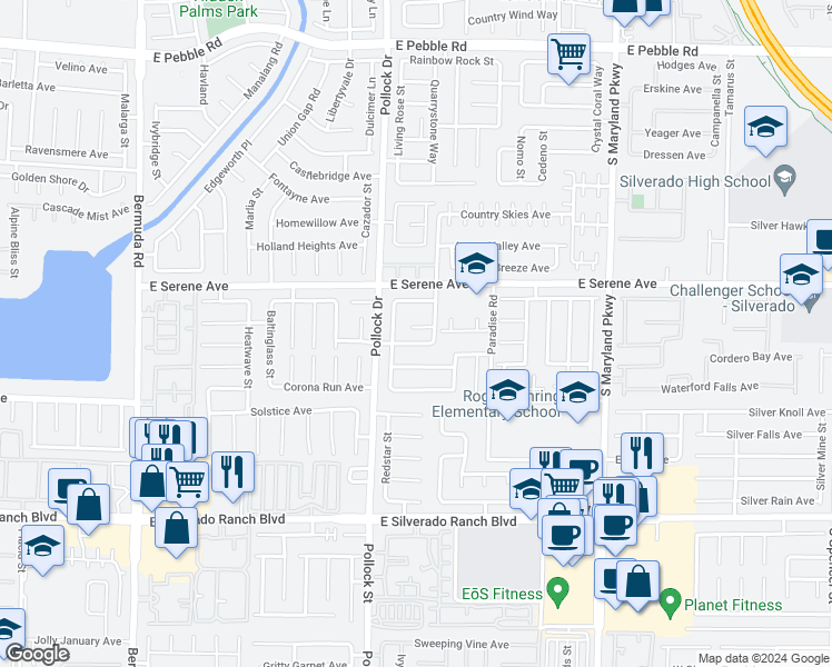 map of restaurants, bars, coffee shops, grocery stores, and more near 861 Sebastiani Court in Las Vegas