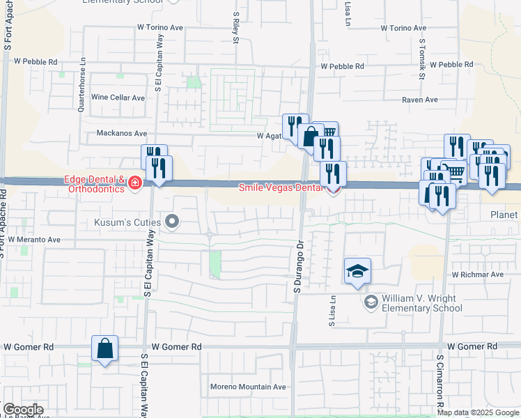 map of restaurants, bars, coffee shops, grocery stores, and more near 9318 Square Dance Place in Las Vegas
