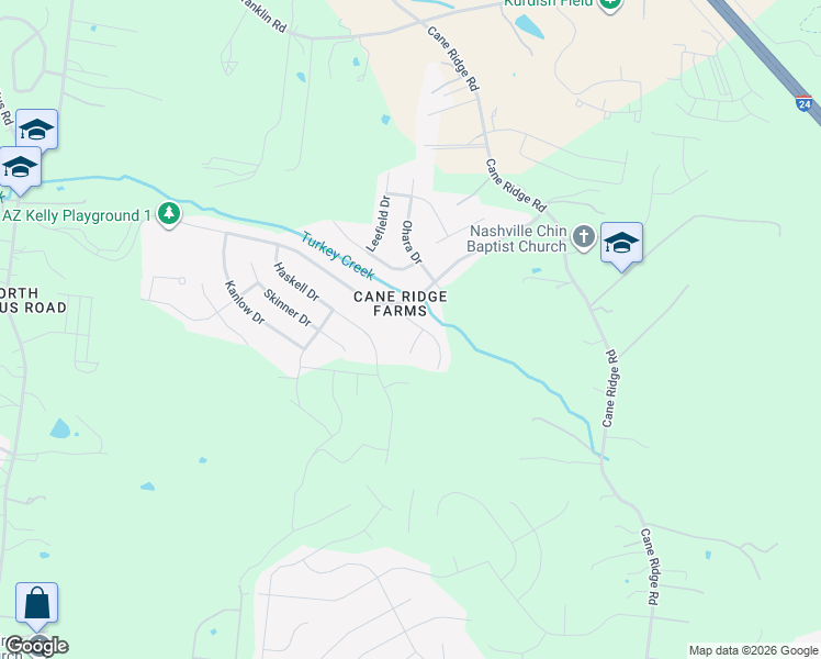 map of restaurants, bars, coffee shops, grocery stores, and more near 2109 Camille Drive in Nashville