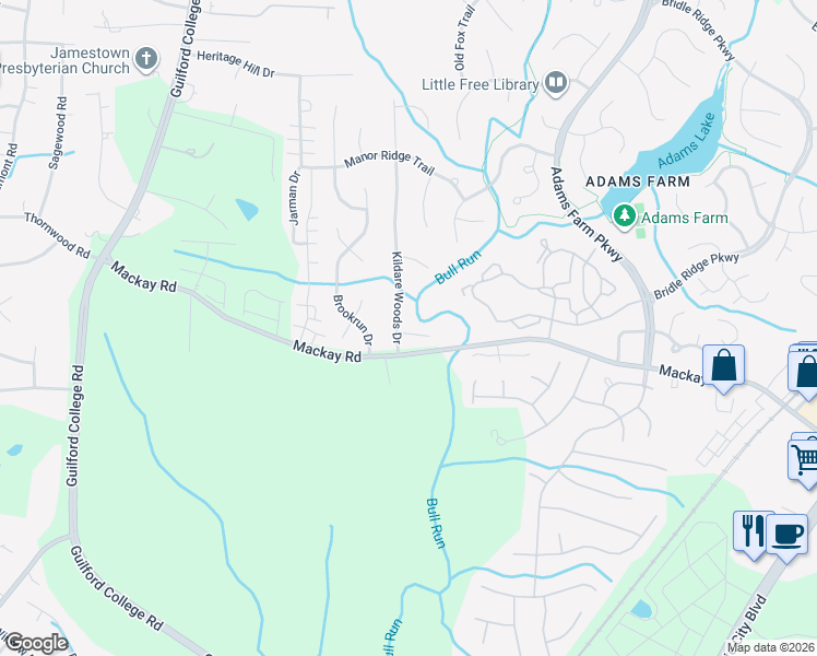 map of restaurants, bars, coffee shops, grocery stores, and more near 2011 Kildare Woods Drive in Greensboro