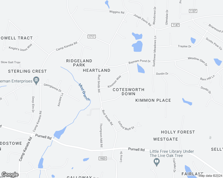 map of restaurants, bars, coffee shops, grocery stores, and more near 2812 Kimmon Way in Wake Forest